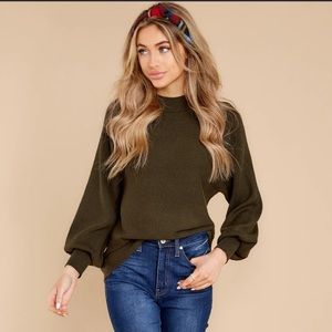 Red Dress Boutique Thinking About Tomorrow Dark Olive Sweater